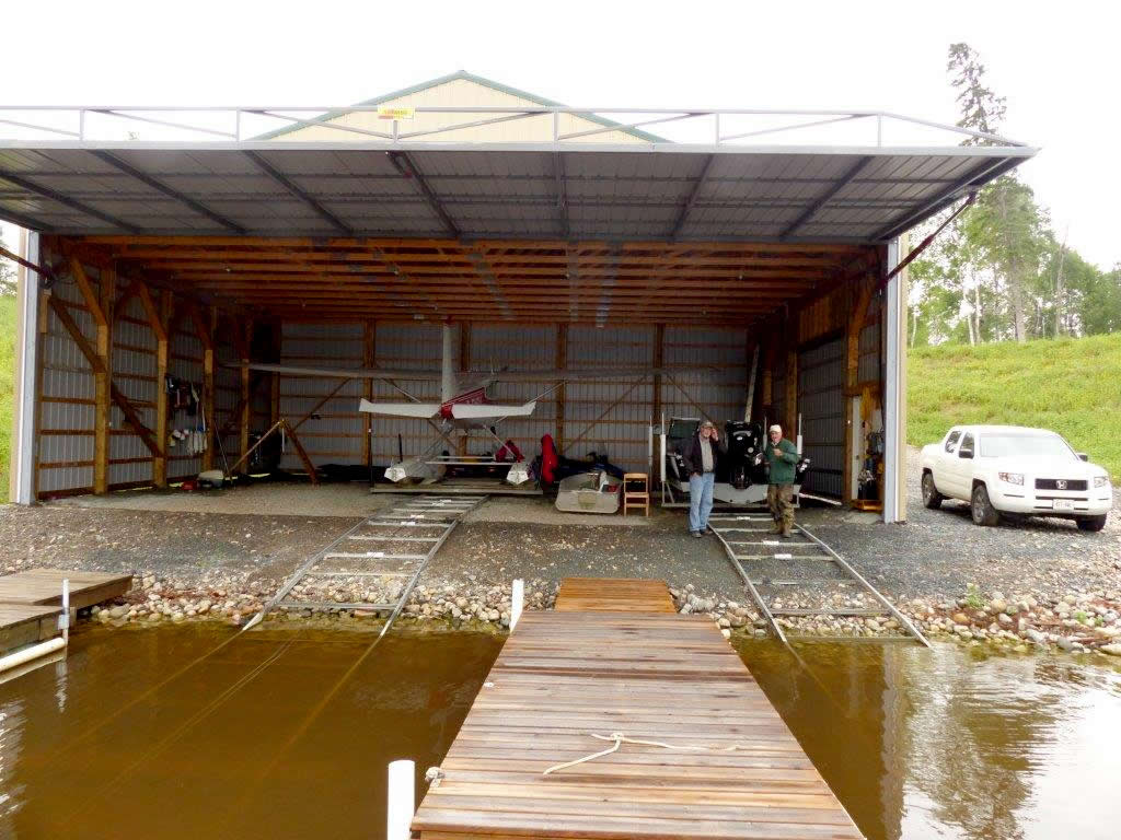 45 x 15 hydraulic door is large enough for both the boat and floatplane