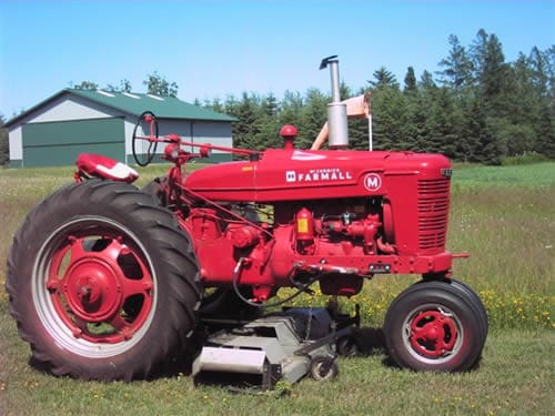 Tractor with mower deck attached