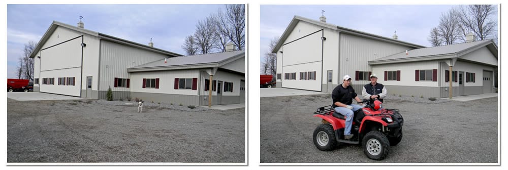 Front of Shop/Office, Bob and son Jacob