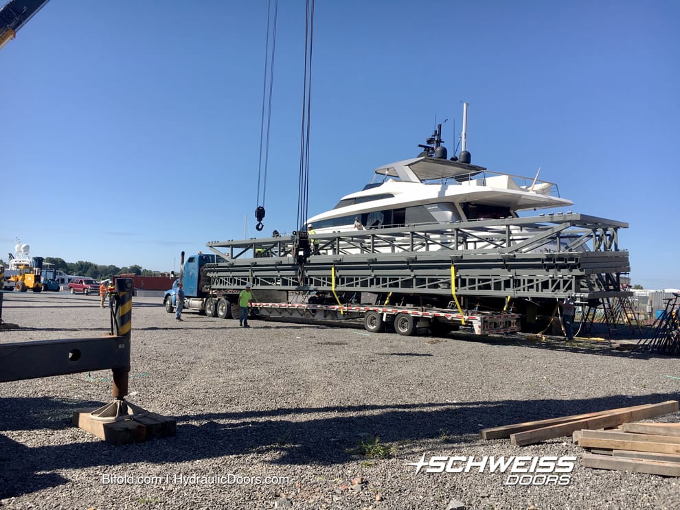 Portland Yacht Services' Door is loaded on one semi and delivered to Portland, Maine