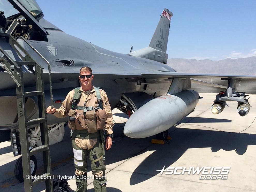 Lt. Col. Ray Fowler as a F-16 jet fighter pilot