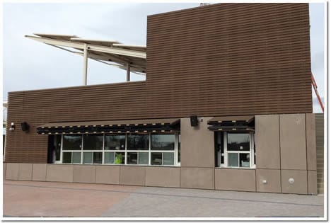 Bifold Doors Screen the sun from concession stand and the ticket counter