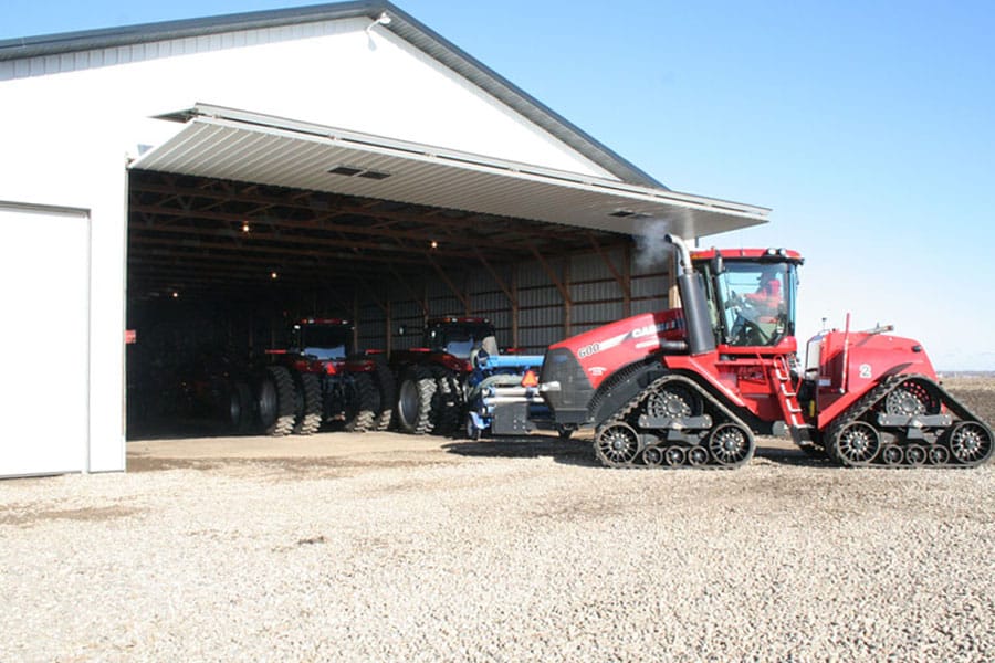 Cold storage shed with Schweiss door can fit many tractors
