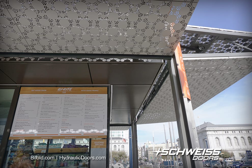 thick aluminum panels give the customers/staff some shade