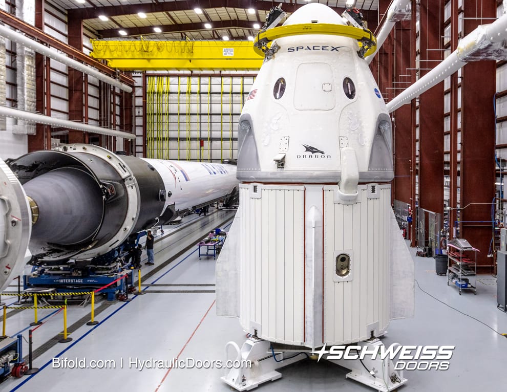 Spaceshuttle refurbished for next mission with help of Schweiss Doors