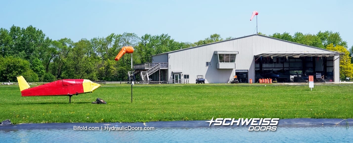 Schweiss Hydraulic Door for Skydive Midwest holds a Twin Otter and a 182 Cessna