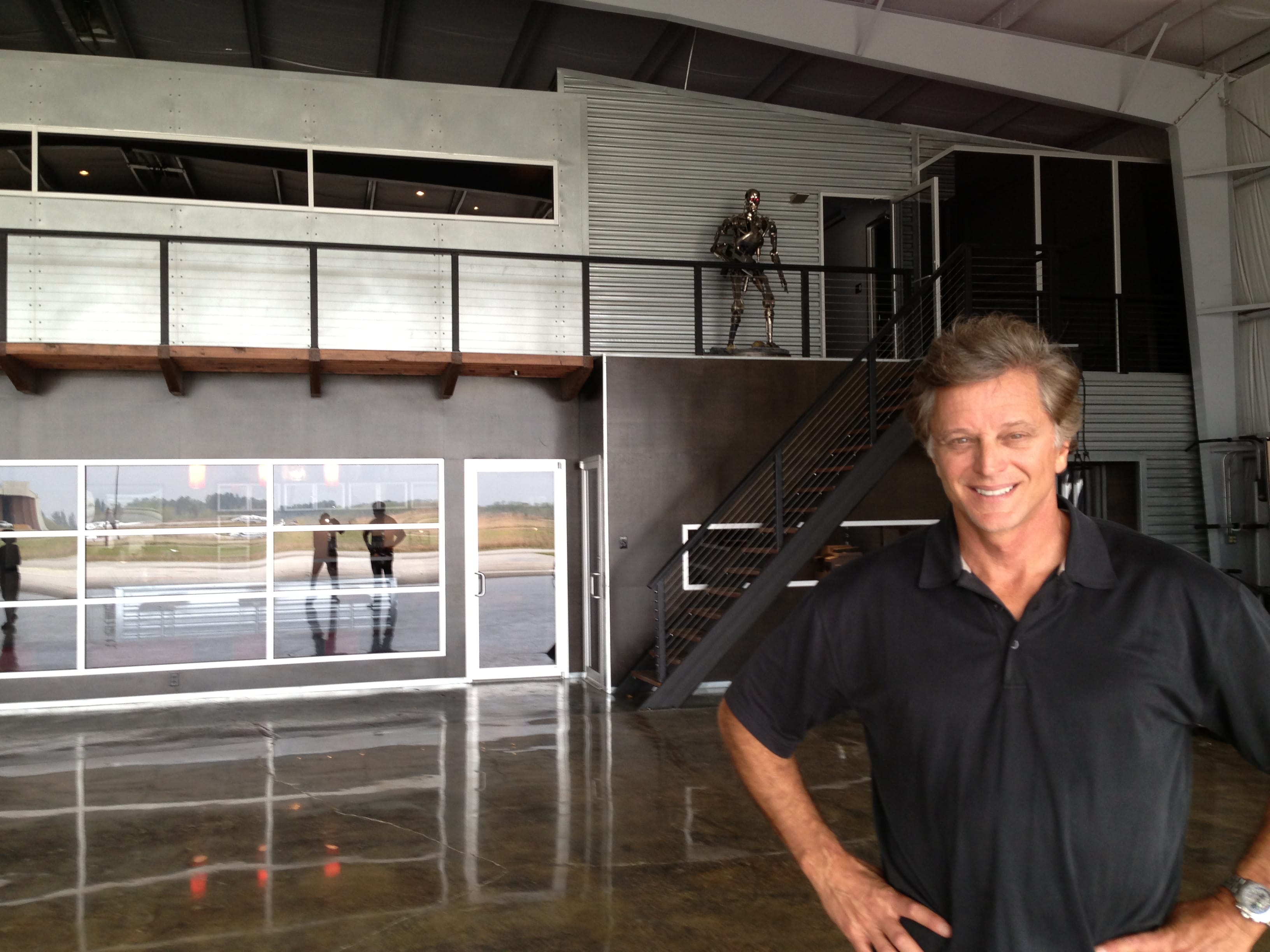 Patrick inside his hangar