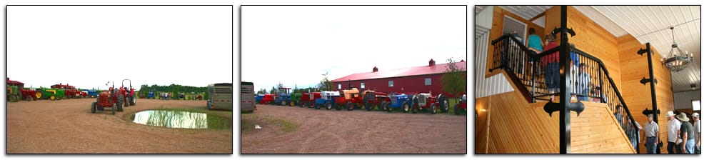 Tractor enthusiasts being showed around Schweiss Doors