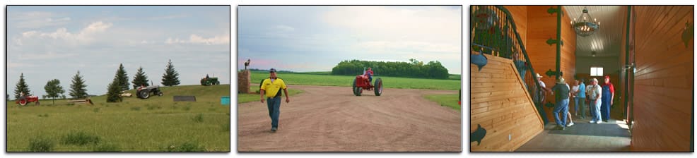 Tractor enthusiasts being showed around Schweiss Doors