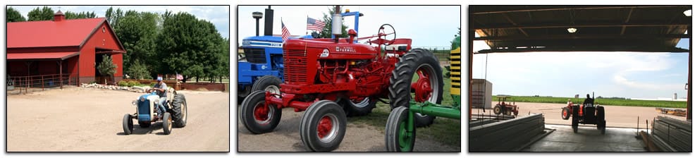 Tractors driving through Schweiss Doors