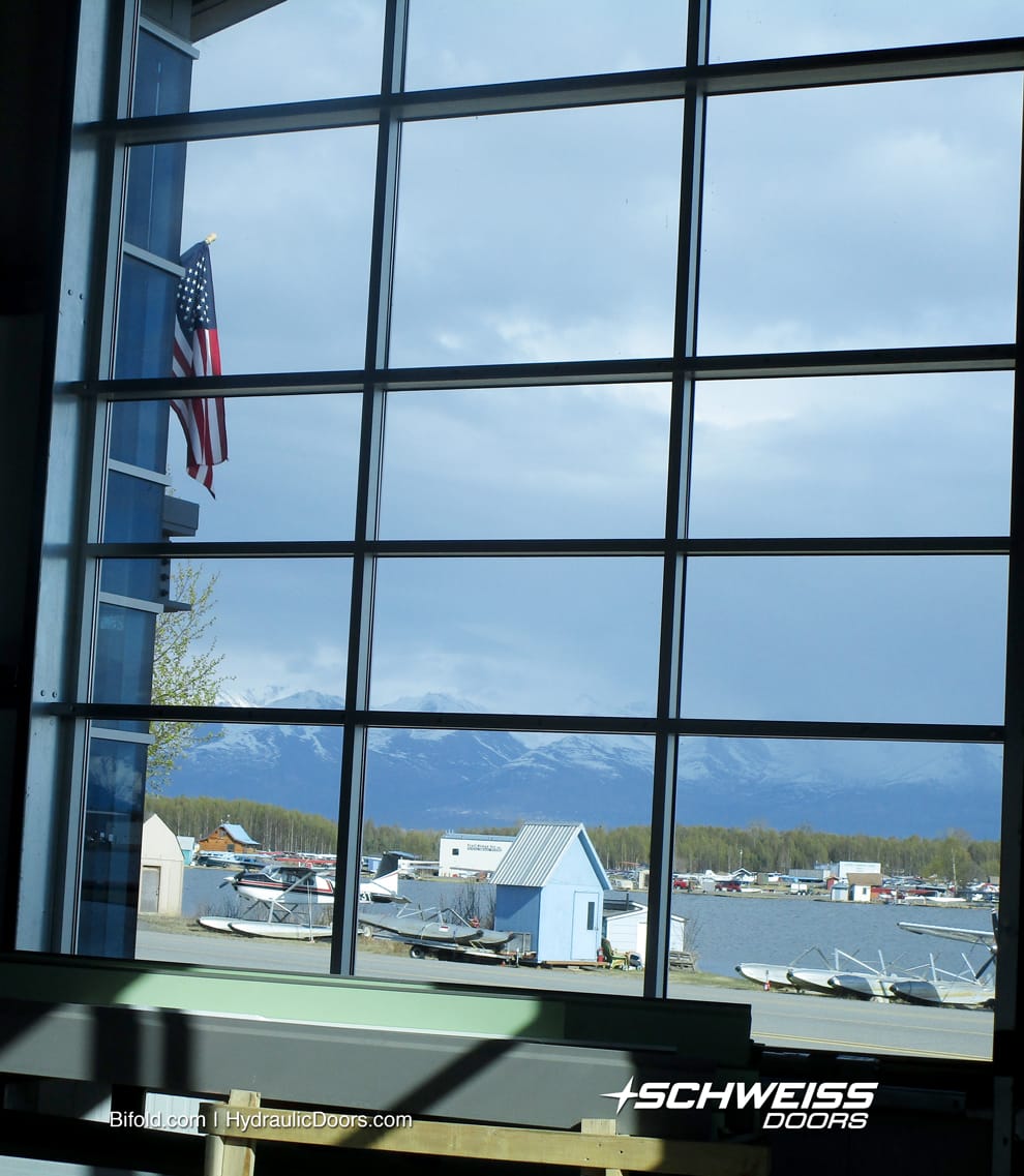 View from Anchorage, Alaska Seaplane Hangar Door
