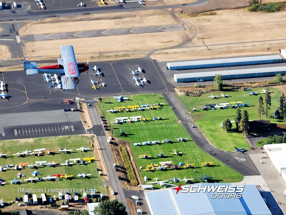 Aerial view of WAAAM during annual Hood River Fly-In