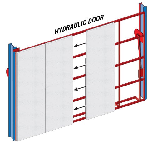 Applying insulation board on the hydraulic doors