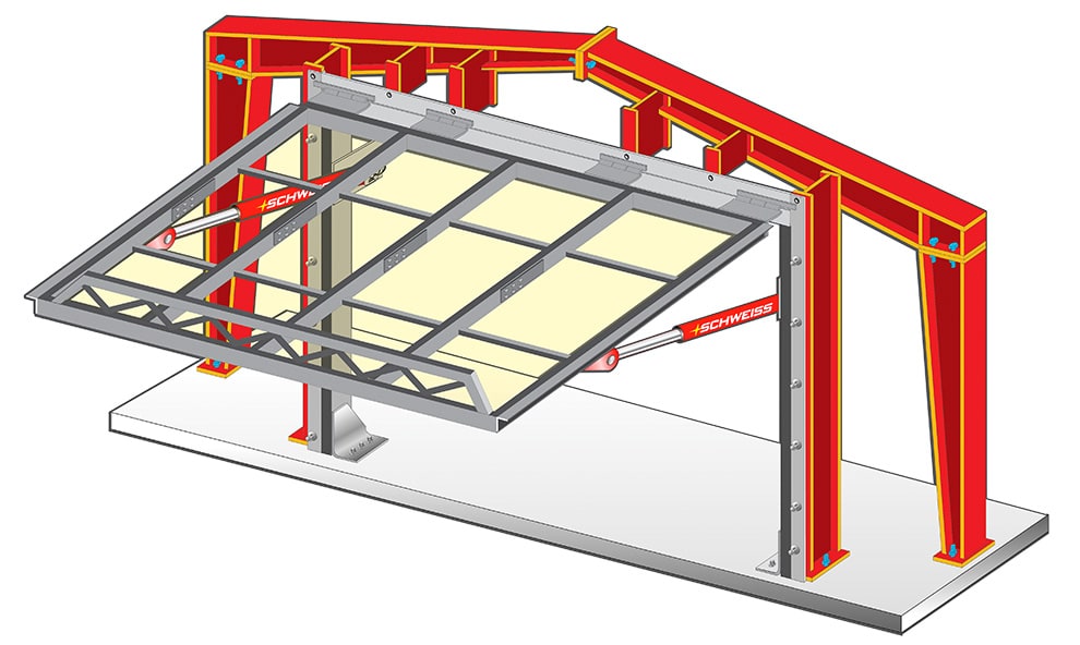 Precise, clean, neatly designed Schweiss hydraulic doors