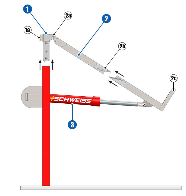 Schweiss hydraulic door showing off bolted connection