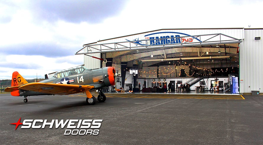 Hangar743 in Latham NY use hangar door for events