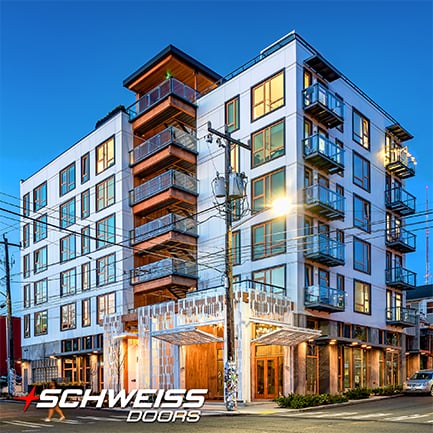 Passive House Certified Complex installed Schweiss Doors