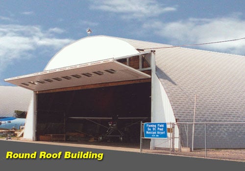 Open Bifold Door on a Round Roof Building