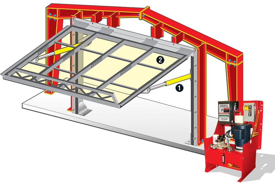 One-Piece doorframe with Red Power Hydraulic Pump