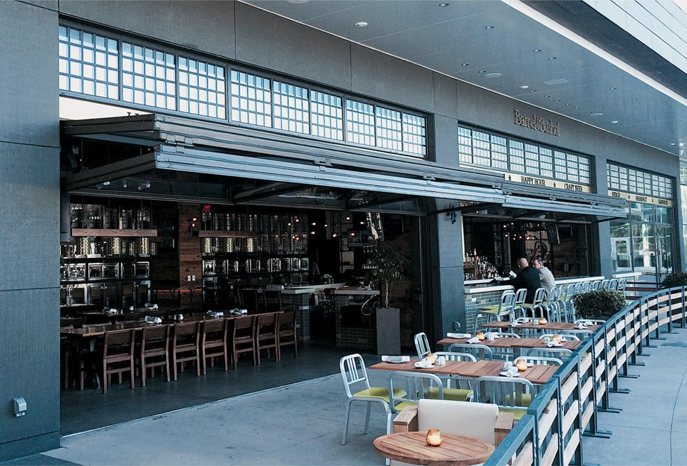 Schweiss doors adds seating on outdoor patio at Virginia Restaurant