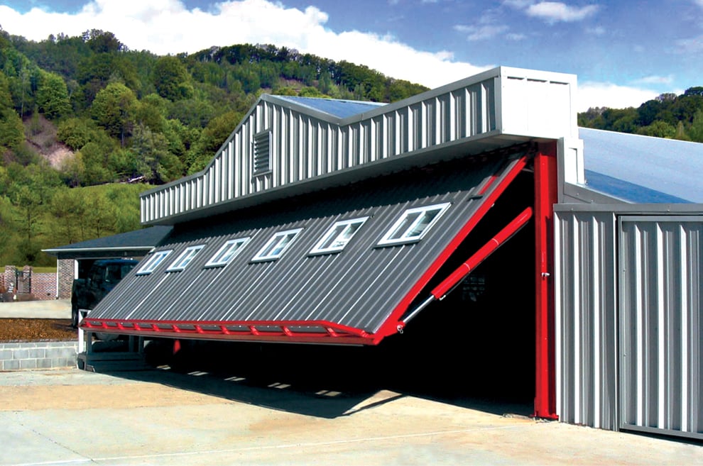 Schweiss hydraulic door clad in Metal