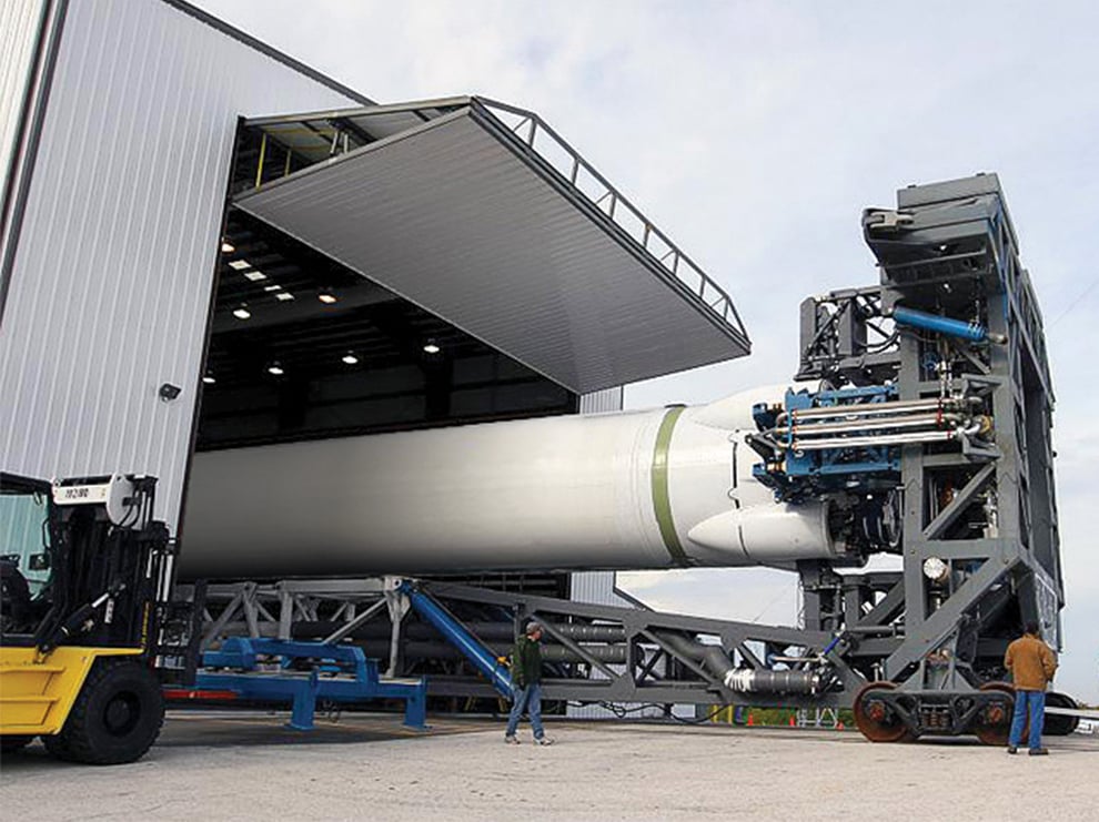 Huge Schweiss doors at Rocket Hangar in Cape Canaveral, Florida