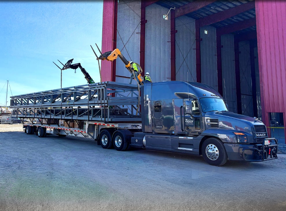 Yacht and boat storage door by Schweiss loaded up on truck