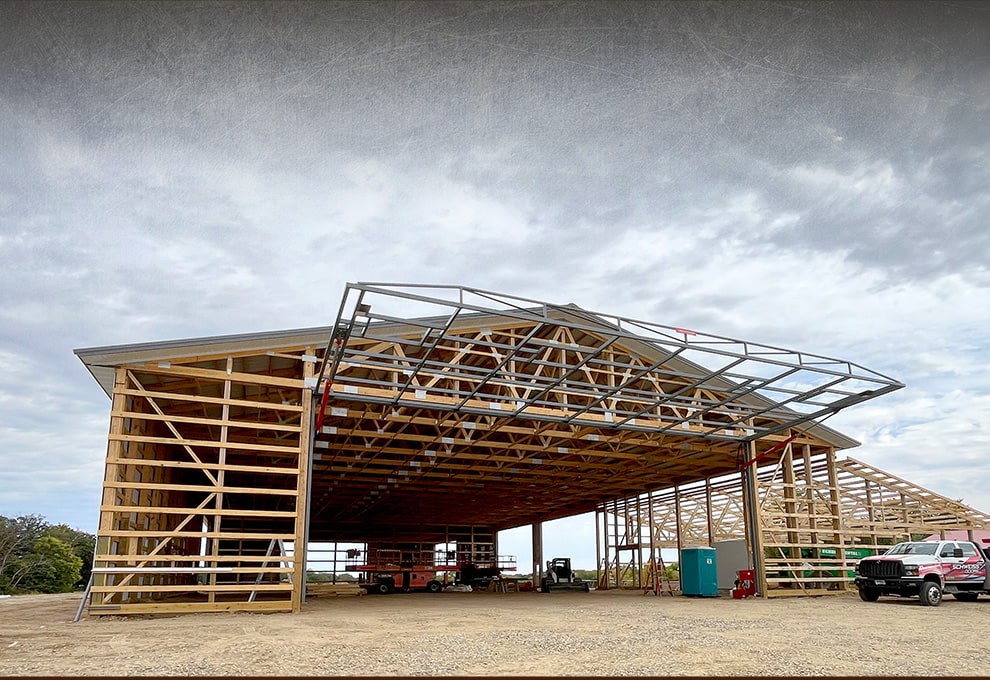 Nebraska Hydraulic Door by Schweiss installed on new building still under construction