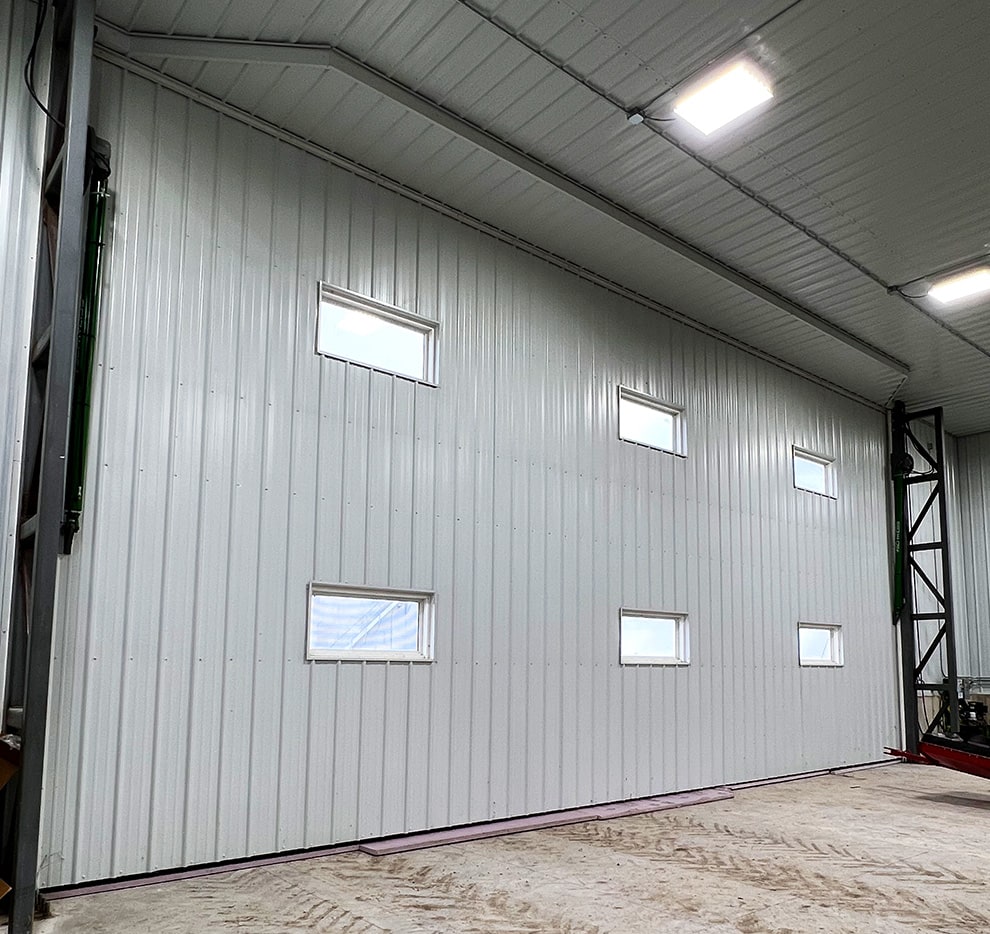 Arkansas Door by Schweiss with a Single Top Truss Freestanding Self Supporting Header Framework
