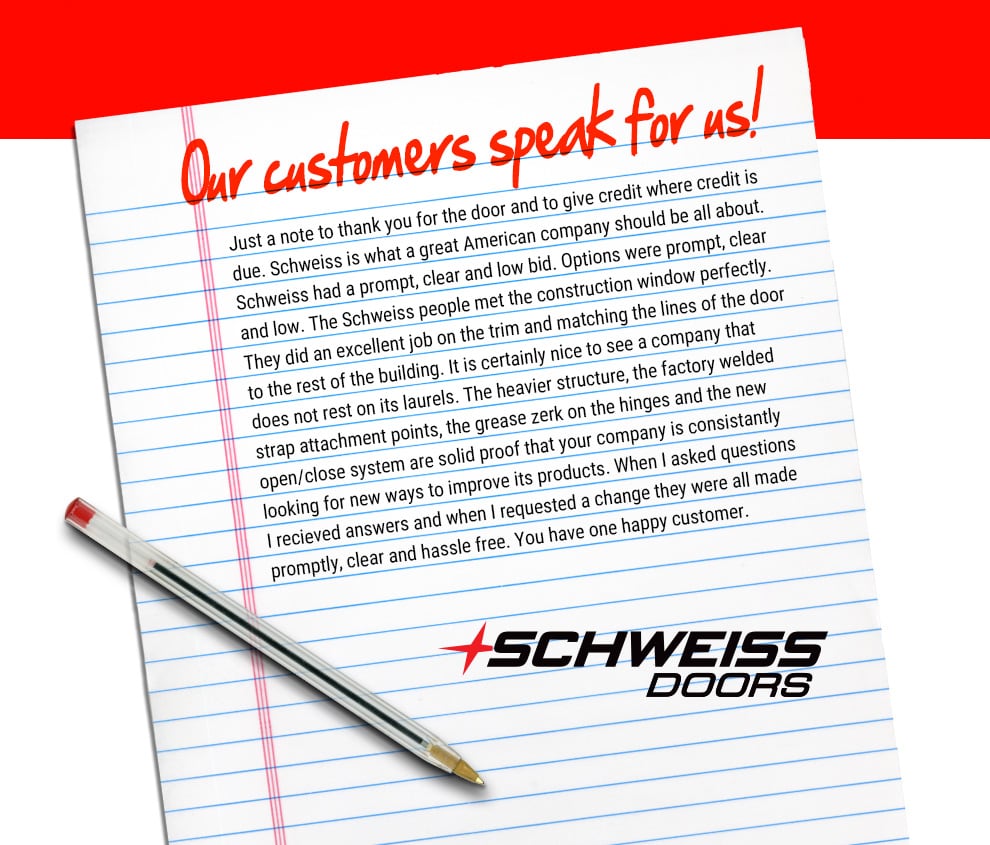 Customer's Approval of Schweiss Doors