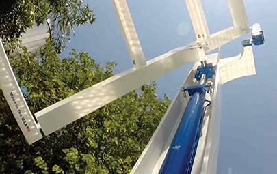 Schweiss tilt up door shown opening from underneath