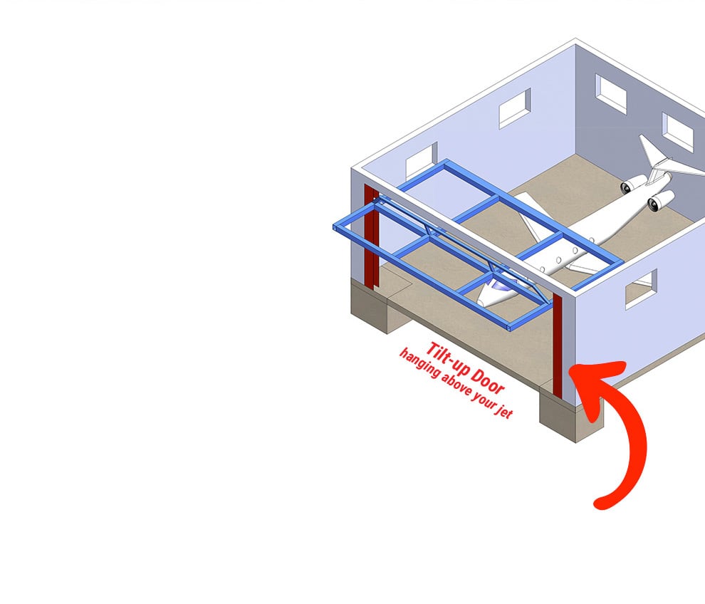 Tilt Up Hangar Door with Jet