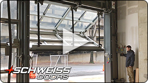 Schweiss designer glass liftstrap door at Starbucks Coffee Shop