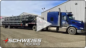 Semi truck loaded with Schweiss door ready to be shipped