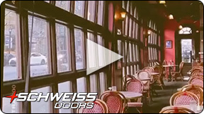 Schweiss bifold doors used at Café Intermezzo
