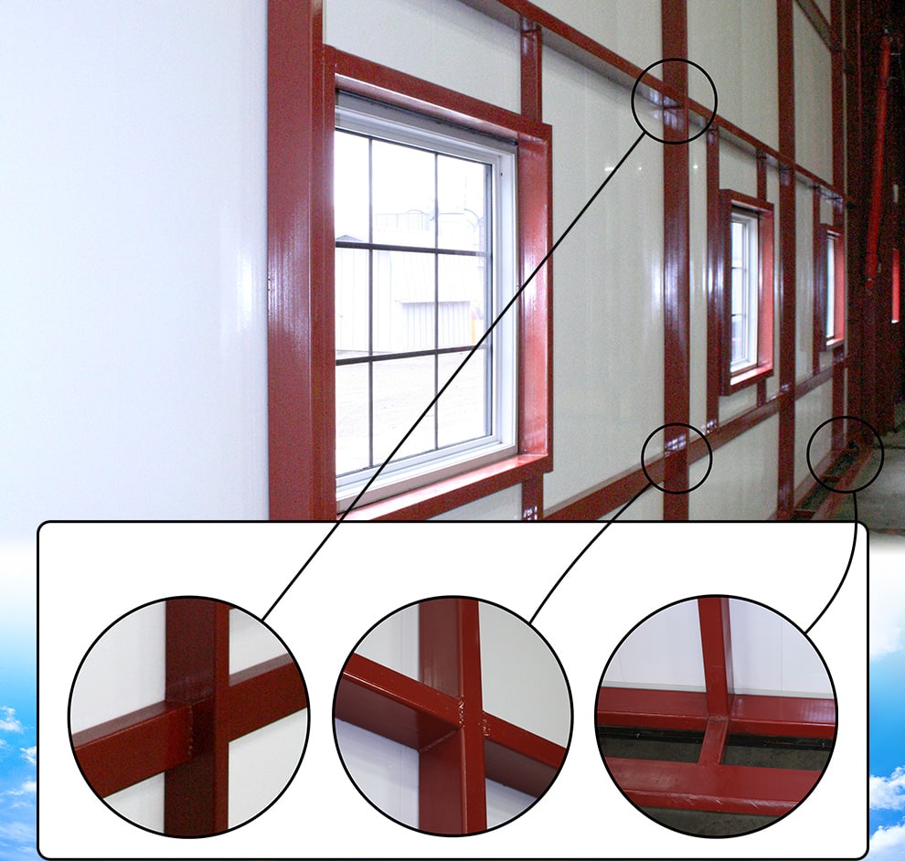 Steel connections outperform wood connections, Schweiss uses all steetl strong connections