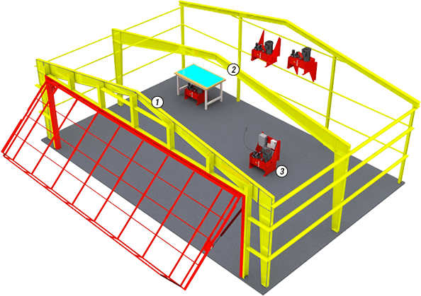 Diagram of Stand Alone hydraulic unit that can be placed anywhere within the building structure