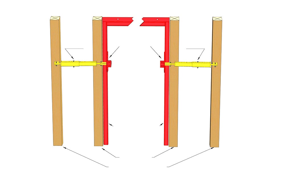 Diagram showing additional horizonal bracing on door column