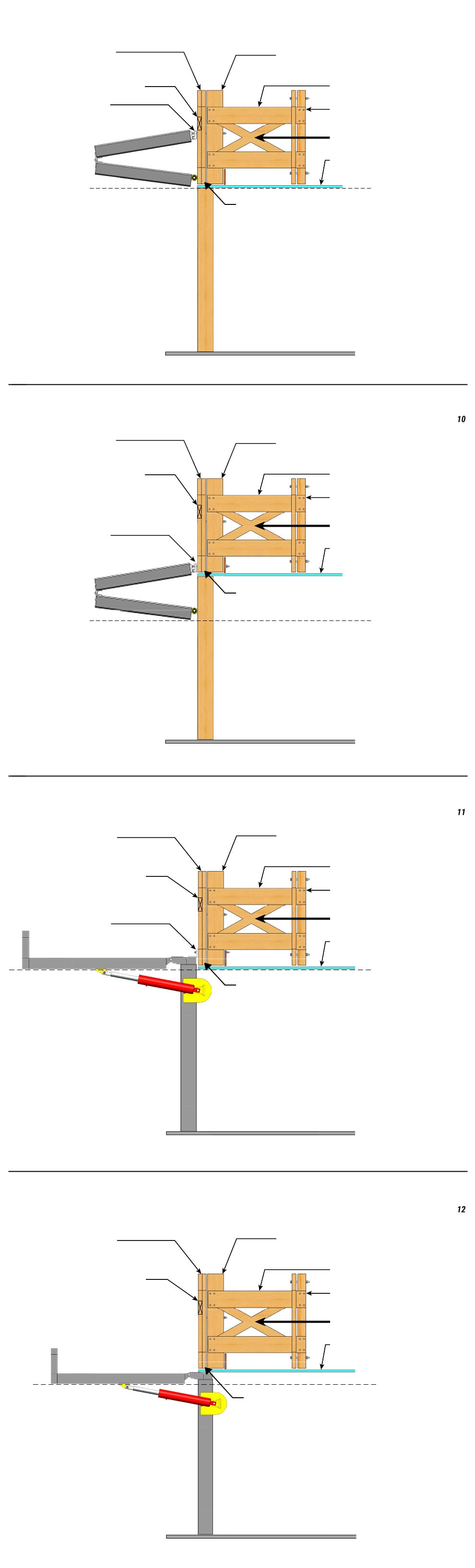 Diagram showing different endwall column bracing configurations