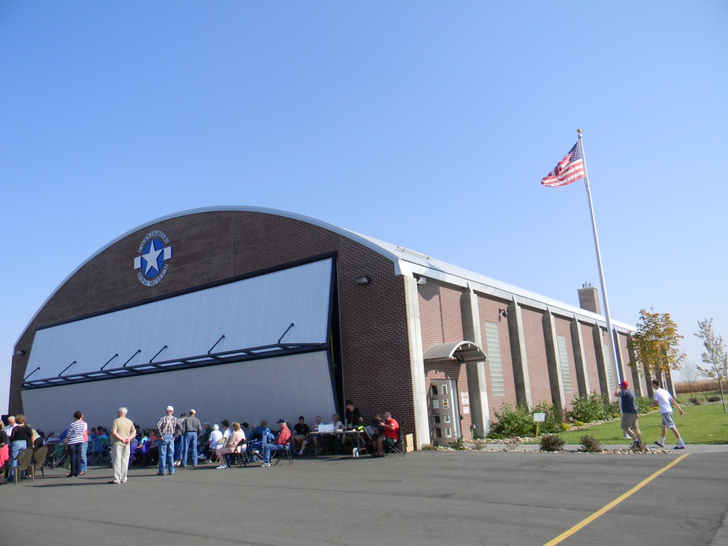 Fagen World War II bifold hangar door is 70 ft. x 18 ft.