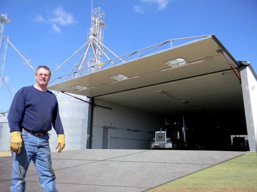 Big hydraulic one piece doors are ideal for farm operations with big buildings requiring storage for big farm truck and equipment.