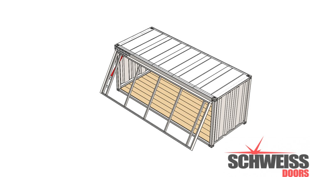 Custom-made hydraulic container door