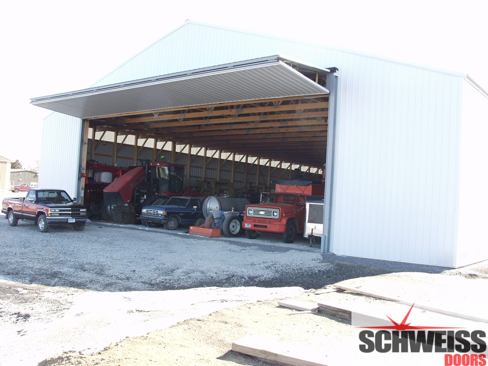 Bifold machine shed doors