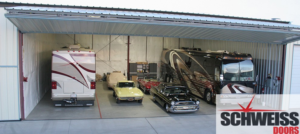 Powerful Bifold doors for vehicle and RV storage buildings