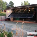 Hydraulic patio and garage doors with glass